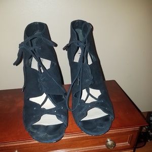 Via Spiga - Black lace up open toe heels